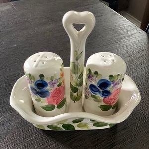 Mariam’s Garden hand painted set of salt and pepper shakers